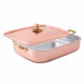 Hand Tinned Copper Rectangular Roaster and Lid 37x27 cm - Mariateresa