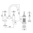 Classic Handcrafted Brass Bridge Tap for Sink - Fioretta Viadurini