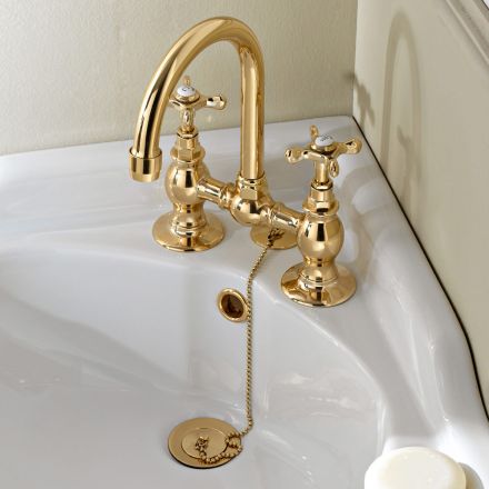 Classic Handcrafted Brass Bridge Tap for Sink - Fioretta Viadurini