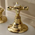3-Hole Bidet Tap with Internal Delivery in Handmade Brass - Fioretta Viadurini