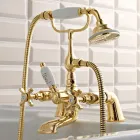 Brass Bathtub Edge Tap with Luxury Classic Style Hand Shower - Fioretta Viadurini