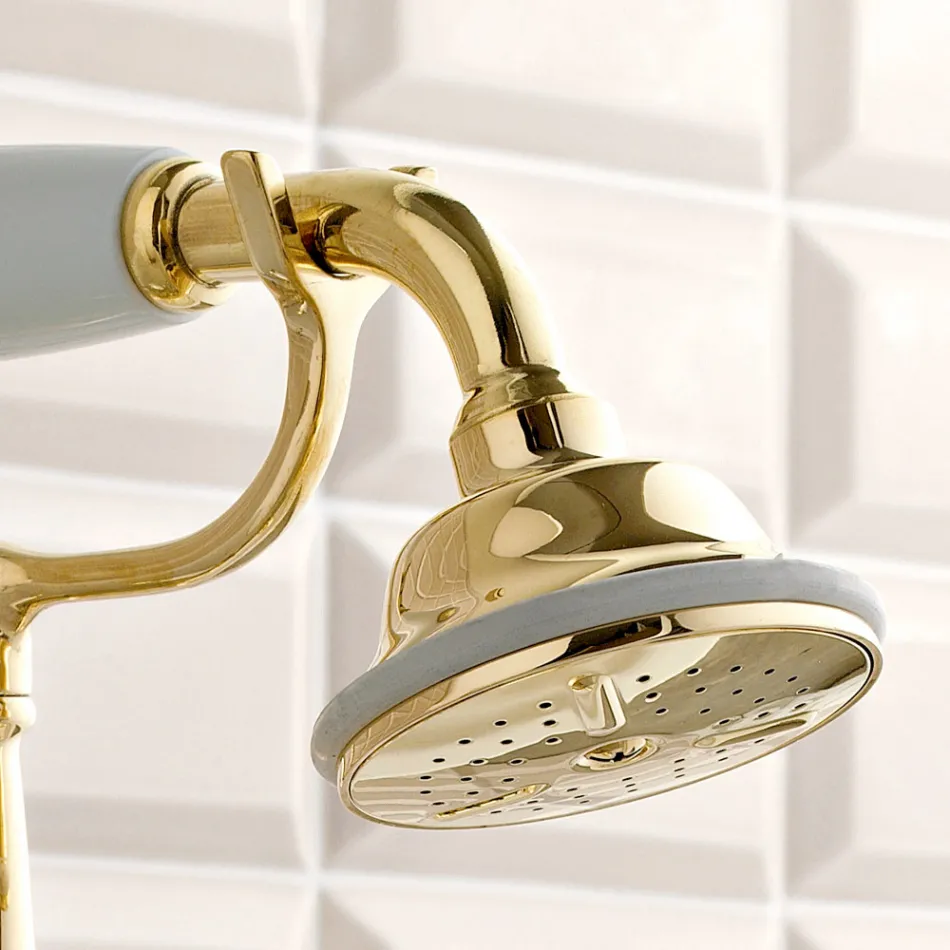 Brass Bathtub Edge Tap with Luxury Classic Style Hand Shower - Fioretta Viadurini