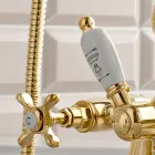 Brass Bathtub Edge Tap with Luxury Classic Style Hand Shower - Fioretta Viadurini