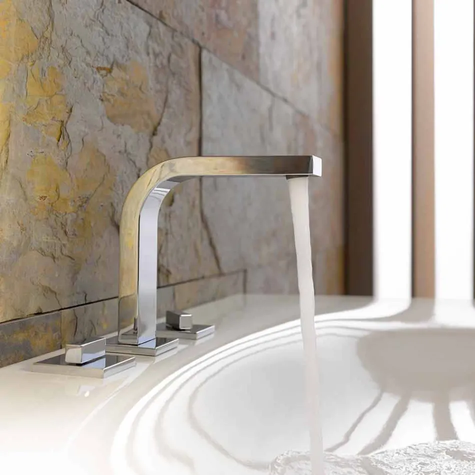 Modern Design Bathroom Sink Mixer with 3 Metal Holes - Etto Viadurini