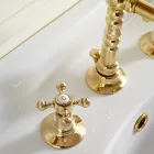 Vintage Design 3 Hole Basin Tap in Brass Made in Italy - Ursula Viadurini