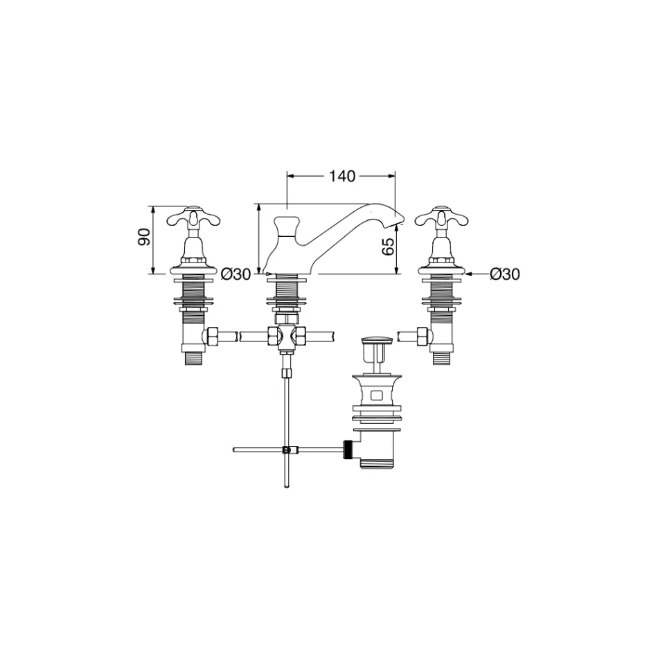 Vintage 3 Hole Brass Sink Tap Made in Italy – Klarisa Viadurini