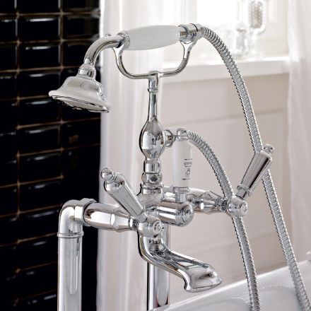 Floor Standing Bathtub Tap with Brass Shower Made in Italy - Noriana Viadurini