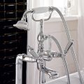 Floor-standing bath mixer with handshower in brass Made in Italy - Noriana