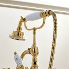 Brass Floor Standing Classic Bathtub Tap with Hand Shower - Fioretta Viadurini