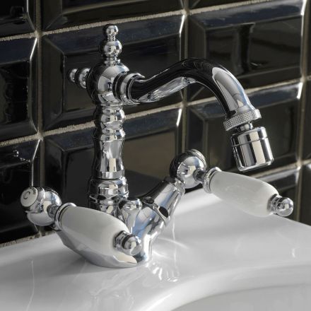 Classic Single Hole Bidet Tap with Handcrafted Brass Levers - Noriana Viadurini