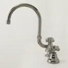 3 Hole Bathroom Sink Tap in Brass with High Spout and Drain - Ercolina Viadurini