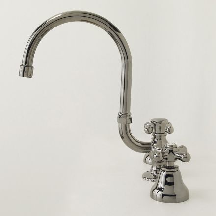 3 Hole Bathroom Sink Tap in Brass with High Spout and Drain - Ercolina Viadurini