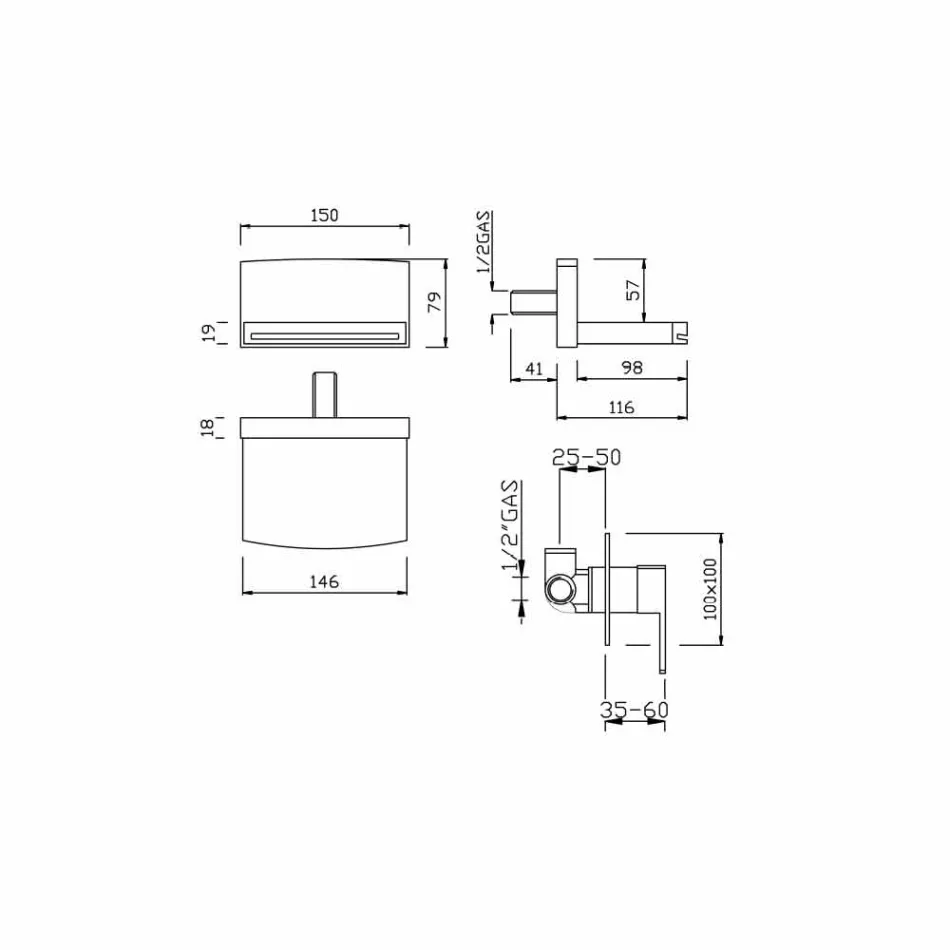 Wall mounted mixer tap with waterfall spout Made in Italy - Sika Viadurini