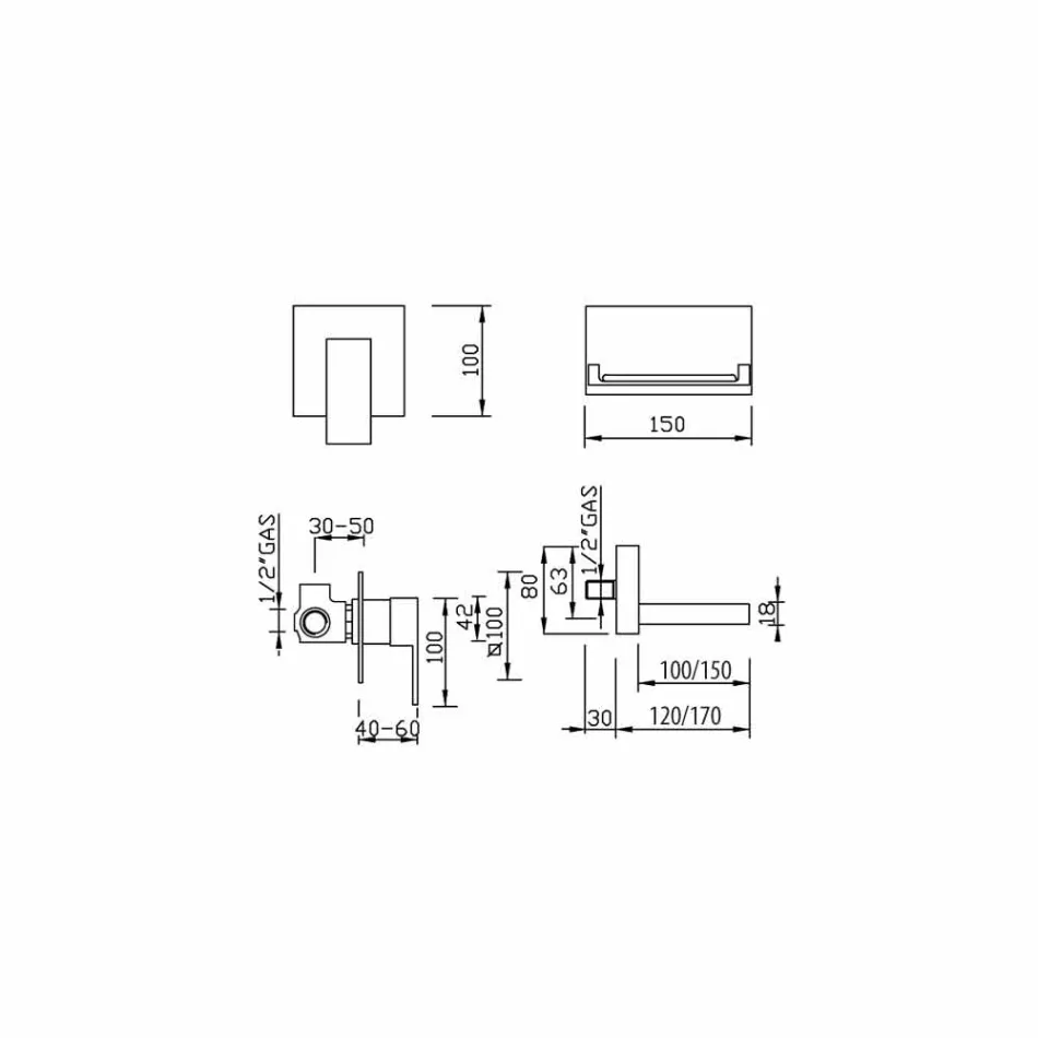Made in Italy Design Wall Mixer Tap - Bibo Viadurini