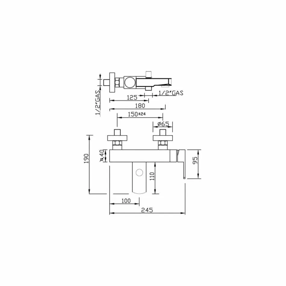 External Mixer Tap for Bathtub Made in Italy Brass - Sika Viadurini