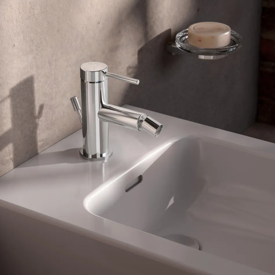 Brass Single Lever Bidet Mixer Tap, Round Design - Antilio Viadurini
