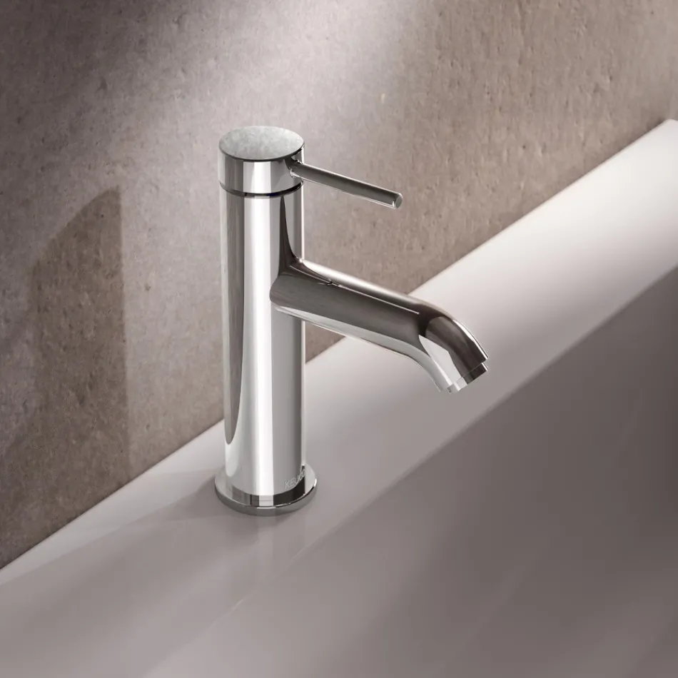 Single Lever Basin Mixer Tap Brass Round Design - Antilio Viadurini