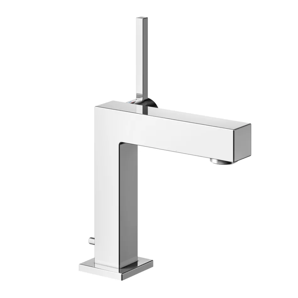 Square Design Brass Single Lever Basin Mixer Tap - Erik Viadurini