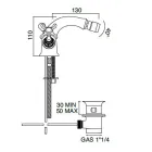 Single Hole Bidet Tap in Brass with Classic Butterfly Handles - Fioretta Viadurini