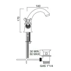 Single Hole Brass Sink Tap with Classic Butterfly Handles - Fioretta Viadurini