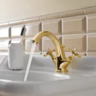 Single Hole Brass Sink Tap with Classic Butterfly Handles - Fioretta Viadurini
