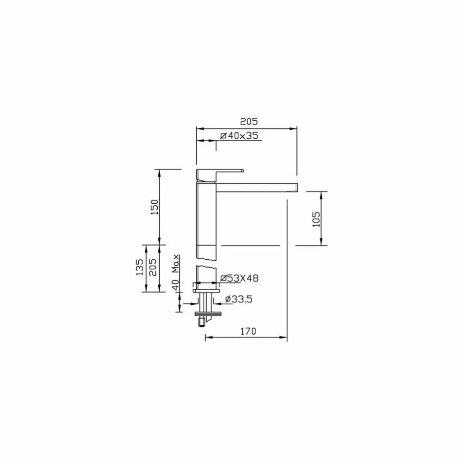 Modern Design Brass Bathroom Sink Tap Made in Italy - Sika Viadurini