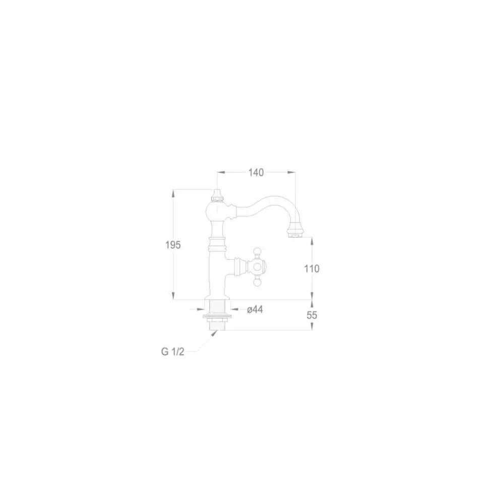 Design Mono-water Bathroom Basin Tap in Brass Made in Italy - Binsu Viadurini