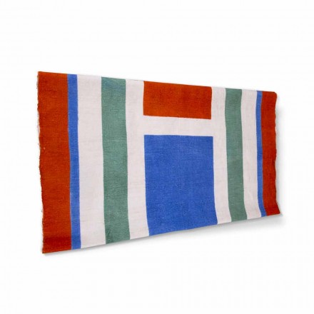 Hand Painted Hemp Runner Italian Art Unique Piece - Brands Viadurini