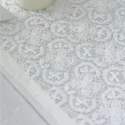 White Runner in Crochet Lace Embroidery and Cotton Blend Border - Giangi Viadurini