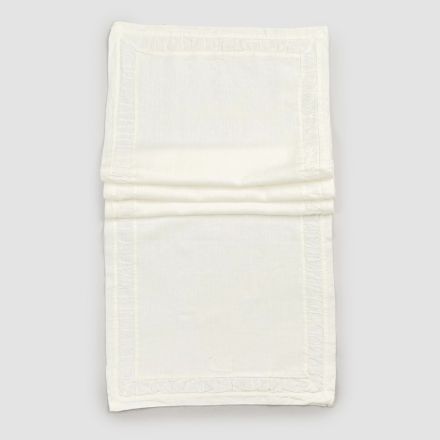 Runner in Natural White Heavy Linen with Italian Luxury Embossing - Limao Viadurini