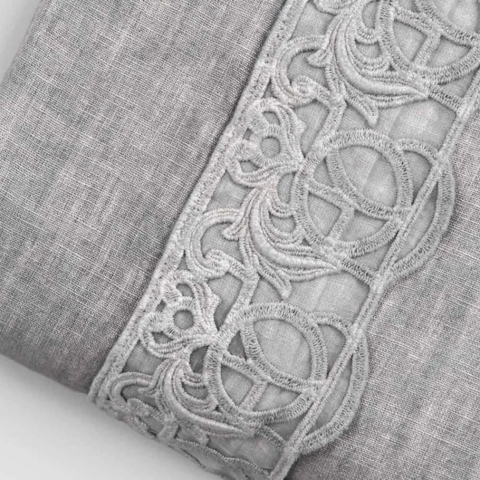 Linen Duvet Cover Storage Bag with Sinergia Lace and Buttons - Energis Viadurini