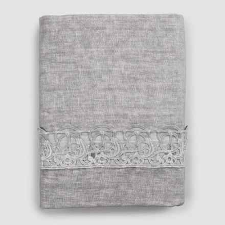 Linen Duvet Cover Storage Bag with Sinergia Lace and Buttons - Energis Viadurini
