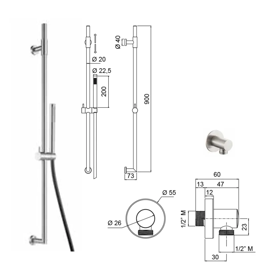 Minimal Stainless Steel AISI 316L Water Tap and Socket - Claws Viadurini
