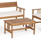 Lounge 4 designer garden accessories in acacia wood - Roxen Viadurini