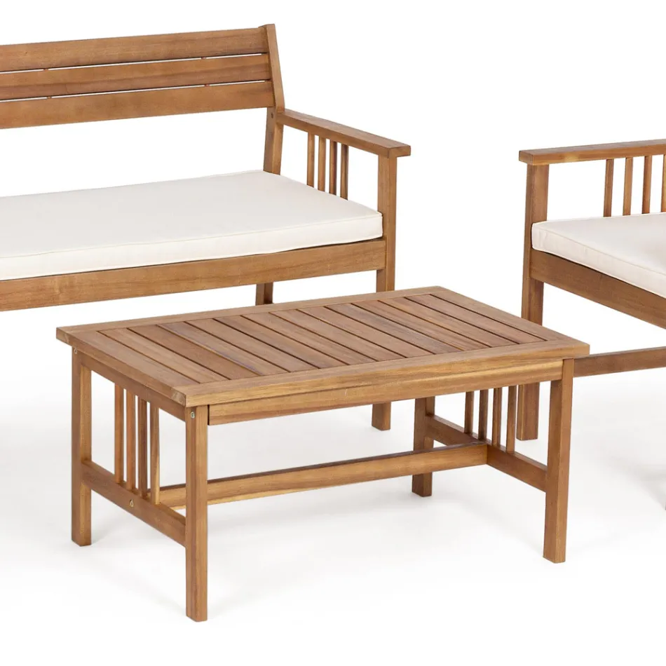 Lounge 4 designer garden accessories in acacia wood - Roxen Viadurini