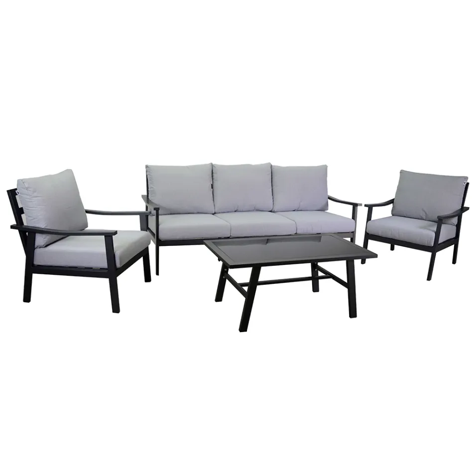 Lounge Consisting of 1 Sofa, 2 Armchairs, and 1 Coffee Table - Ticket Viadurini