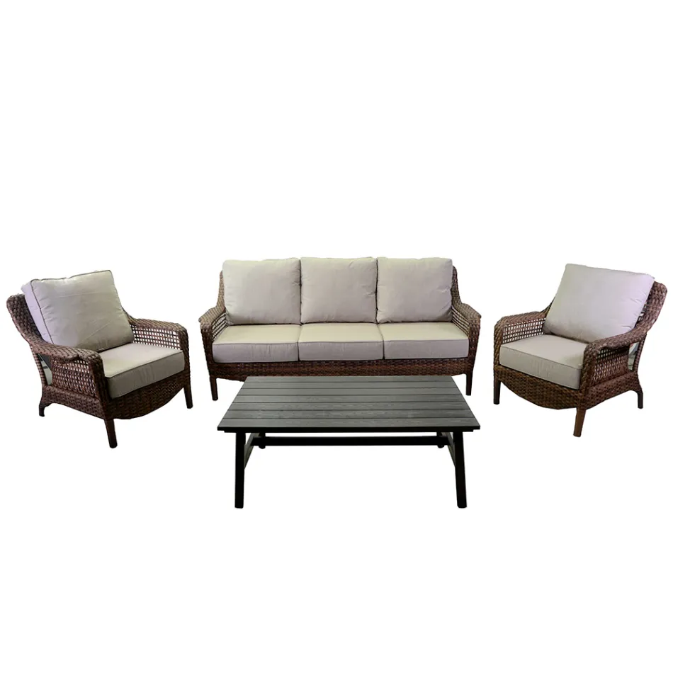 Lounge composed of 2 armchairs, 1 sofa and 1 coffee table - umbrella Viadurini