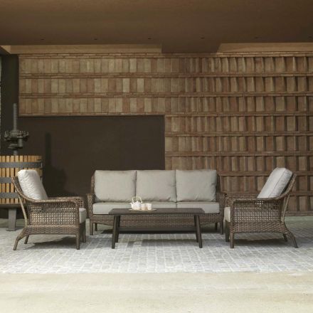 Lounge composed of 2 armchairs, 1 sofa and 1 coffee table - umbrella Viadurini