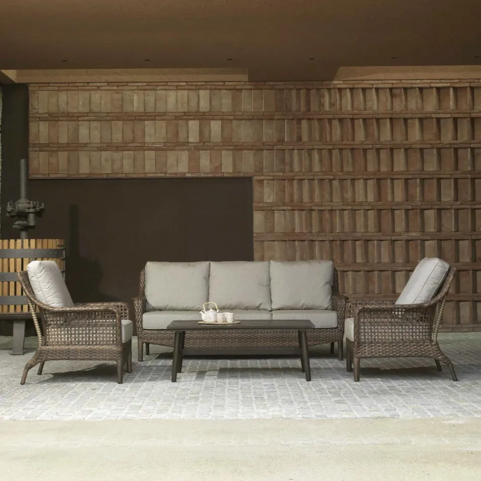 Lounge composed of 2 armchairs, 1 sofa and 1 coffee table - umbrella Viadurini