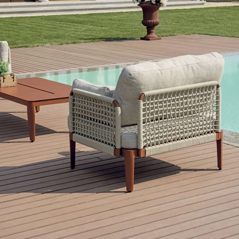 Lounge Consisting of 2 Armchairs, 1 Sofa and Coffee Table in Aluminium - Symphony Viadurini