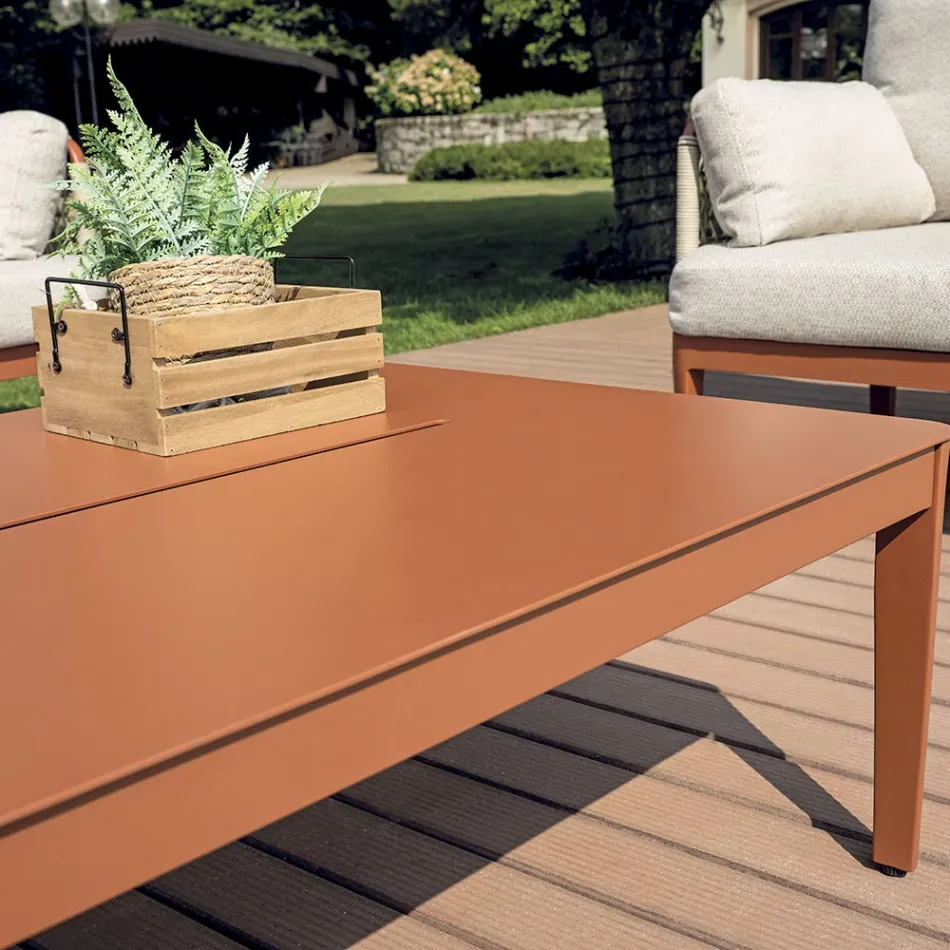 Lounge Consisting of 2 Armchairs, 1 Sofa and Coffee Table in Aluminium - Symphony Viadurini