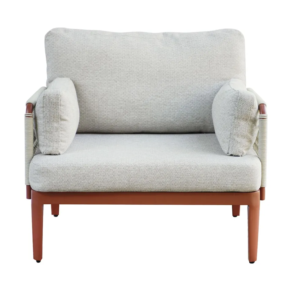 Lounge Consisting of 2 Armchairs, 1 Sofa and Coffee Table in Aluminium - Symphony Viadurini