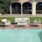 Lounge Consisting of 2 Armchairs, 1 Sofa and Coffee Table in Aluminium - Symphony Viadurini