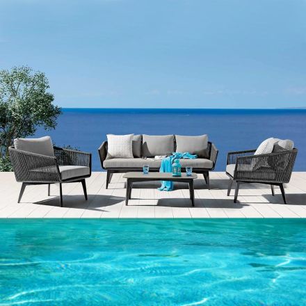 Lounge Consisting of 2 or 3 Seater Sofa, Armchairs and Coffee Table - Elios Viadurini