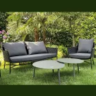 Lounge Consisting of Sofa, Armchairs and 2 Aluminium Coffee Tables - Yuma Viadurini