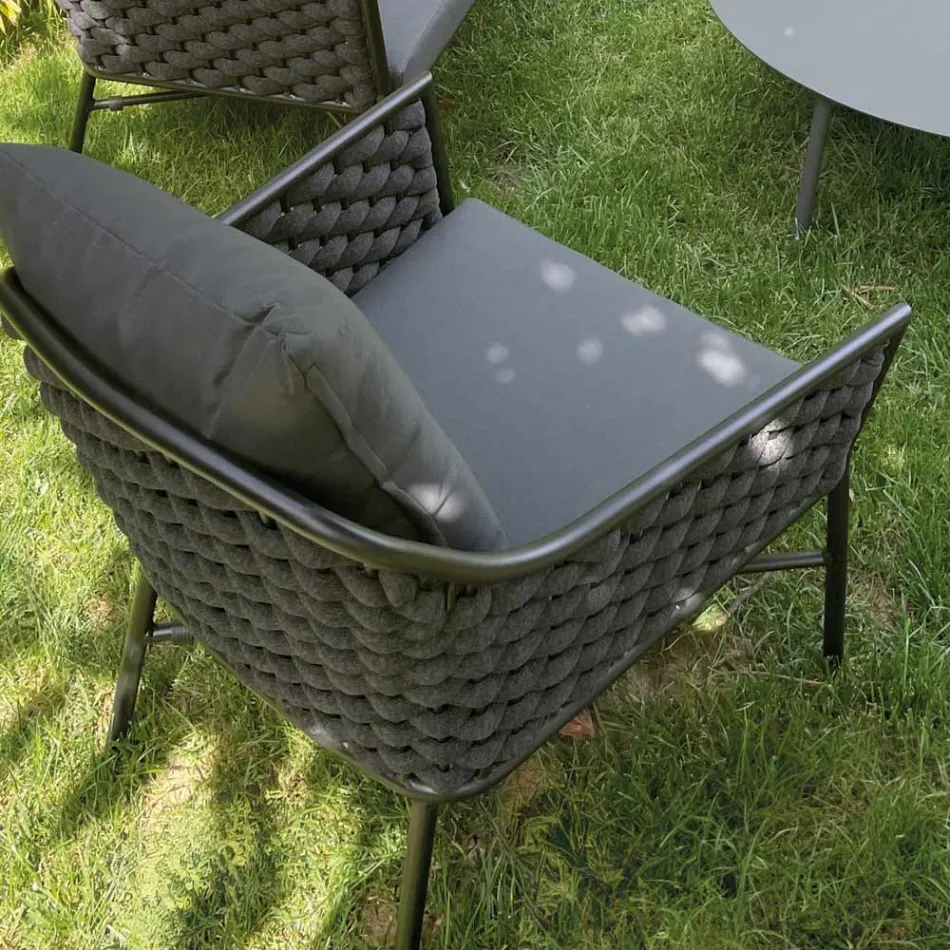 Lounge Consisting of Sofa, Armchairs and 2 Aluminium Coffee Tables - Yuma Viadurini