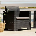 Lounge with 1 sofa, 2 armchairs and 1 coffee table with seat cushions - Machine Viadurini