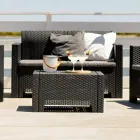 Lounge with 1 sofa, 2 armchairs and 1 coffee table with seat cushions - Machine Viadurini