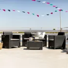 Lounge with 1 sofa, 2 armchairs and 1 coffee table with seat cushions - Machine Viadurini