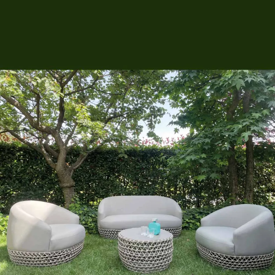 Outdoor Woven Fabric Base Lounge Set - Pixie Viadurini